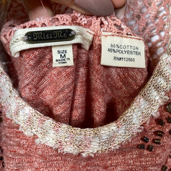 Miss Me | Embellished Rusty Pink knit Tank Top - Boho - medium - Picture 4 of 5